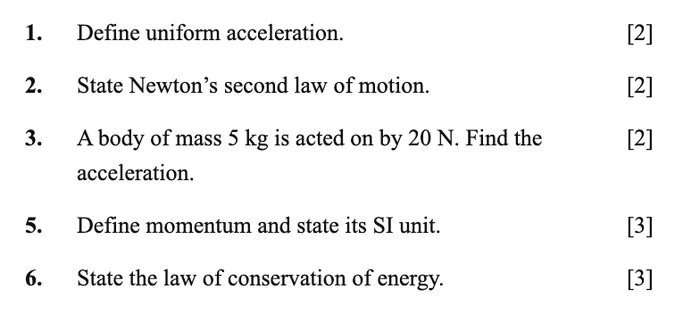 A paper numbered 1, 2, 3, 5, 6 with question 4 missing