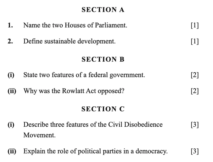 A paper where Section B and Section C both begin again at (i)