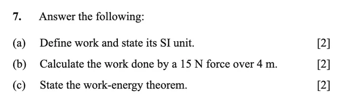 The same question with 2 marks against each of its three parts