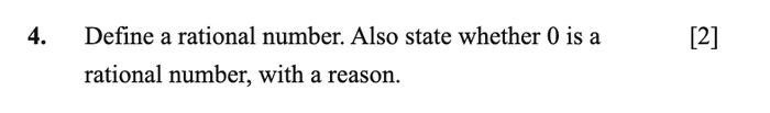 A two-mark question asking for a definition and also a yes-or-no with reason