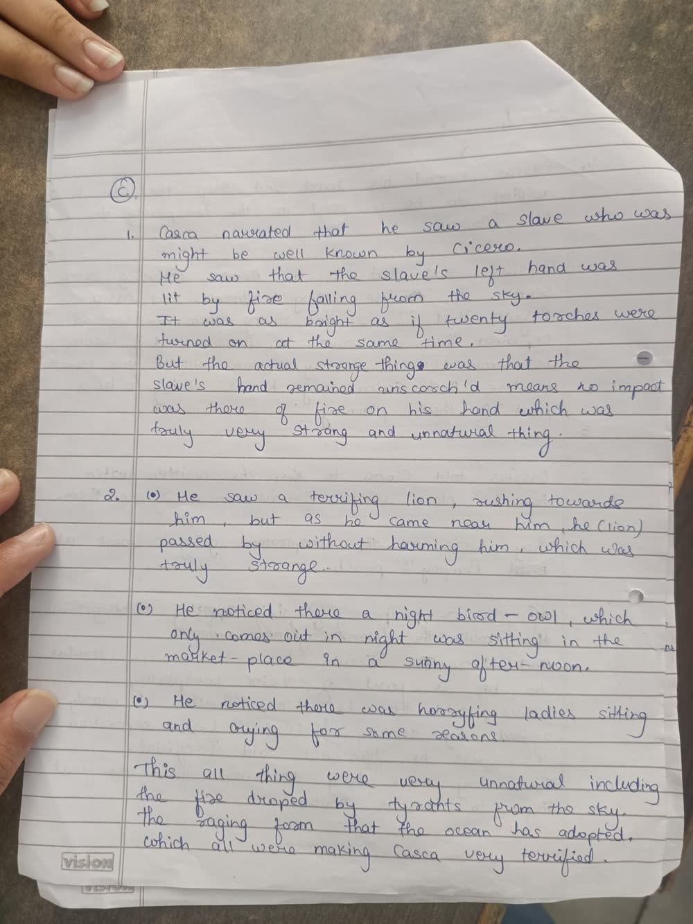 Page 4 of the handwritten answer sheet, photographed on a phone